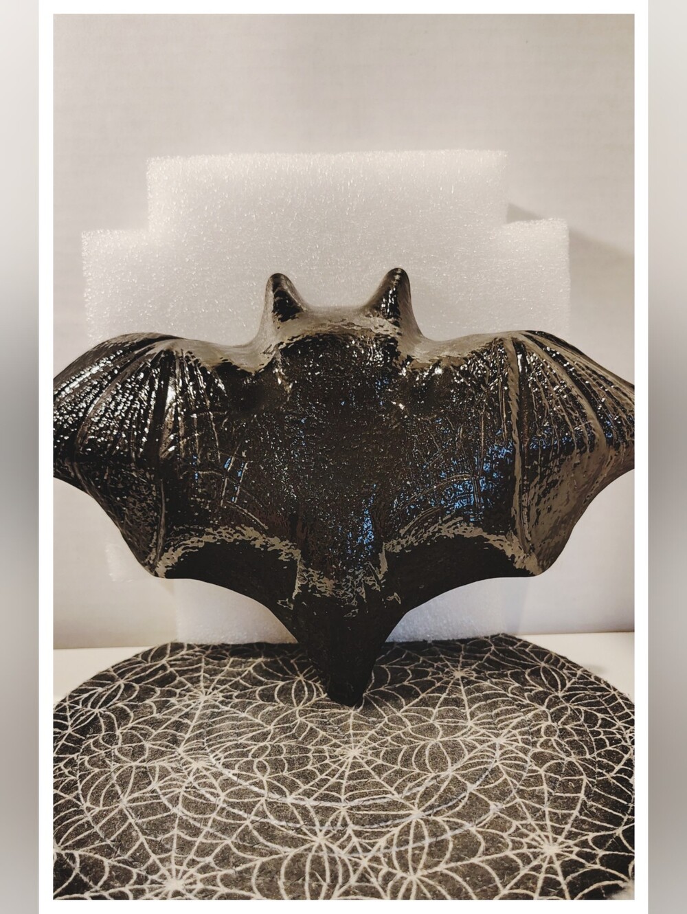 🦇 Bat Shaped 🦇 Black Glass Dish - 9.25" x 6"